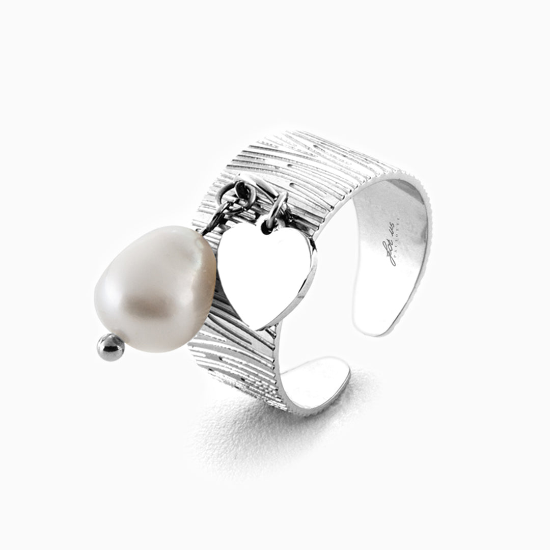 Anello con Perla e Cuore Pendente