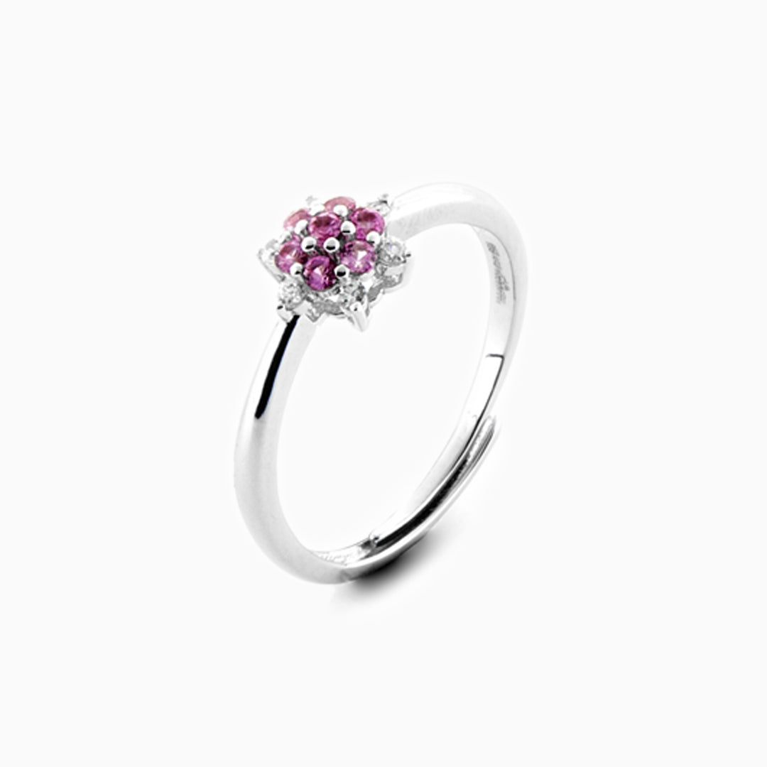 Anello  in argento con zircone rosa
