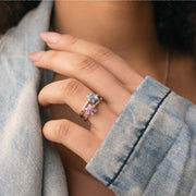 Anello  in argento con zircone rosa