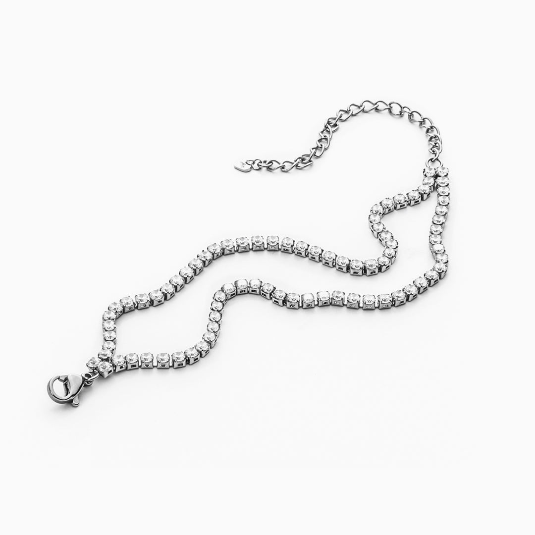 Bracciale Tennis da Donna in Acciaio con Zirconi Bianchi