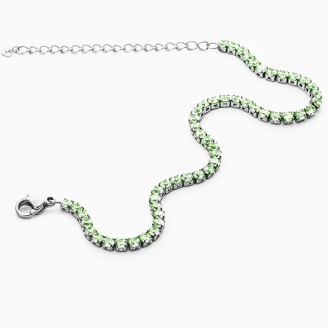 Bracciale Tennis da Donna in Acciaio con Zirconi Verdi