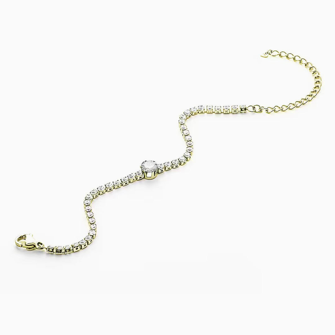Bracciale Tennis in Acciaio Dorato con Maxi Zircone
