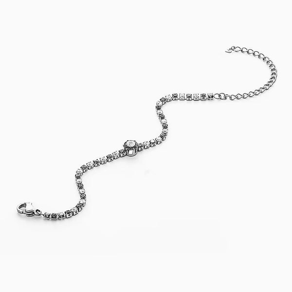 Bracciale  in Acciaio con Zirconi Bianchi