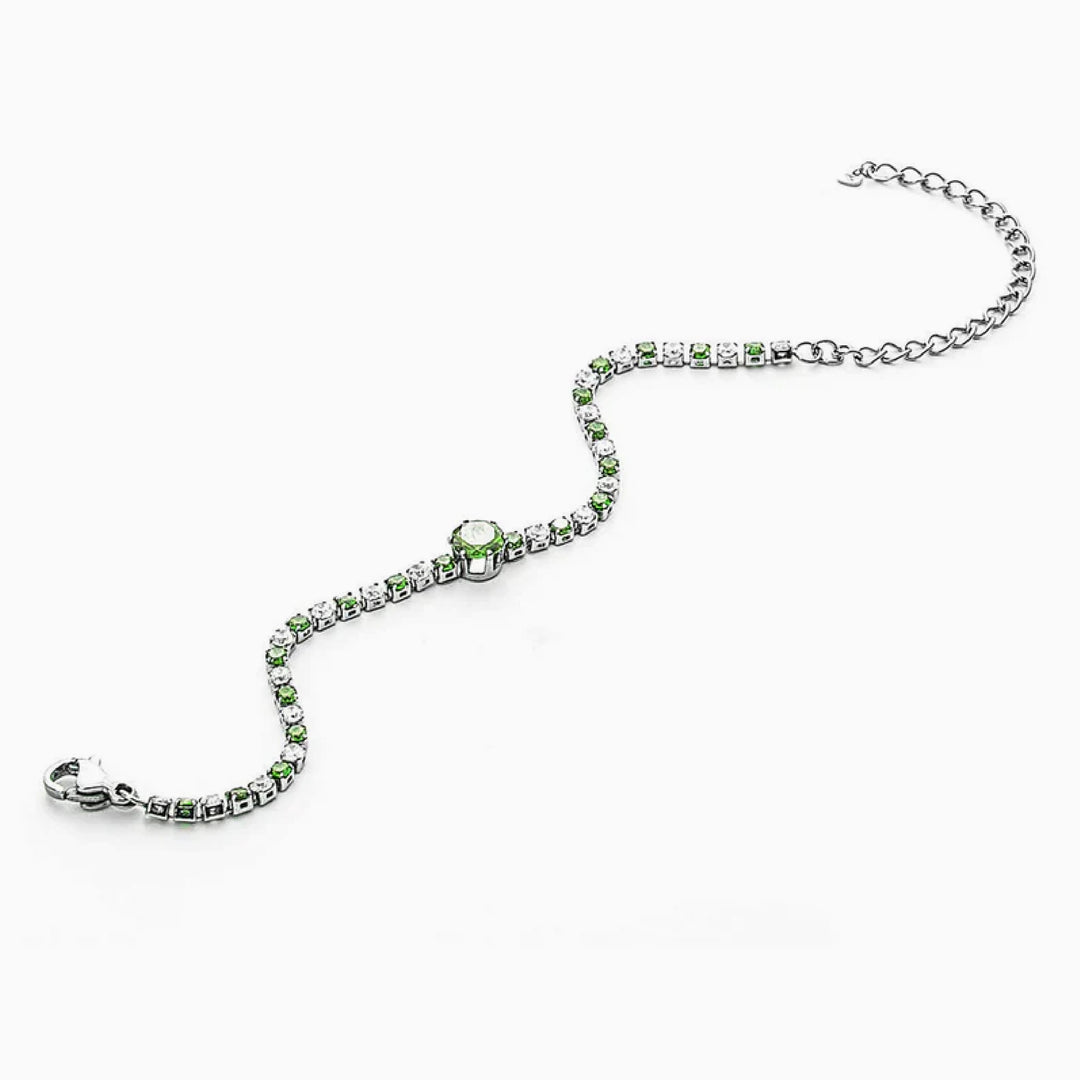 Bracciale Tennis con Zirconi Verdi e Bianchi
