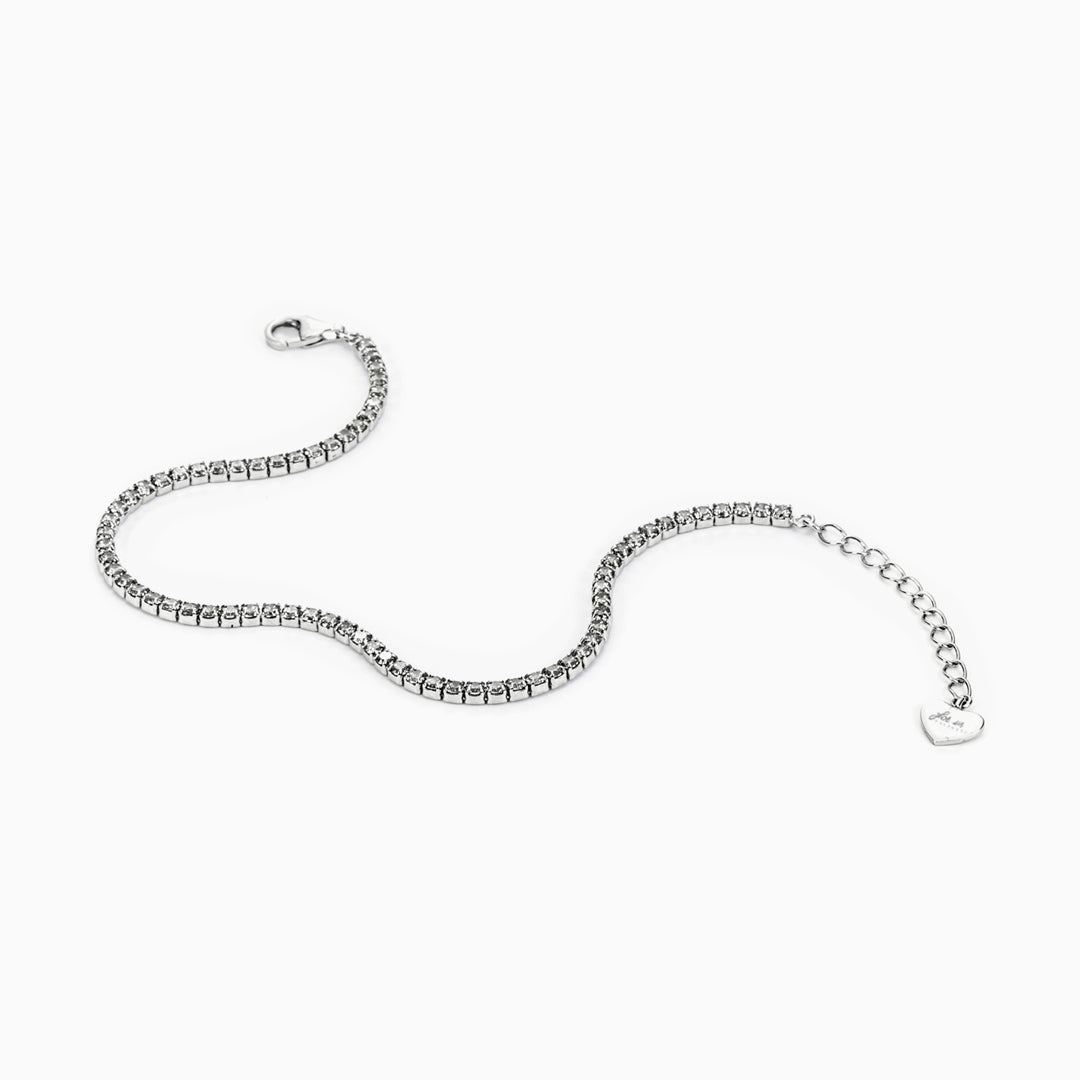 Bracciale Tennis in Argento con Zirconi Bianchi in Acciaio