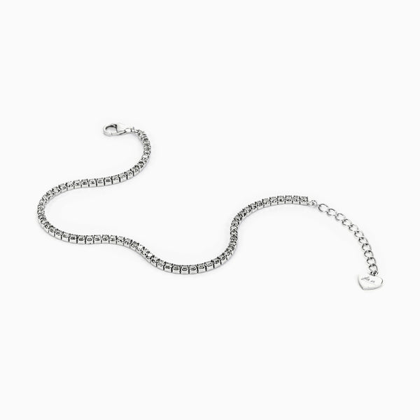 Bracciale Tennis in Argento con Zirconi Bianchi in Acciaio