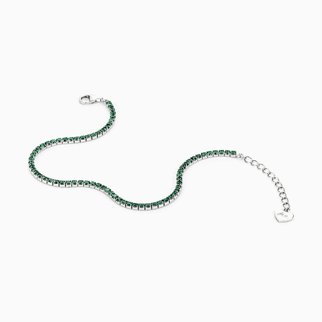 Bracciale Tennis in argento con Zirconi Verdi
