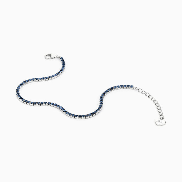 Bracciale Tennis in argento Donna con Zirconi Blu