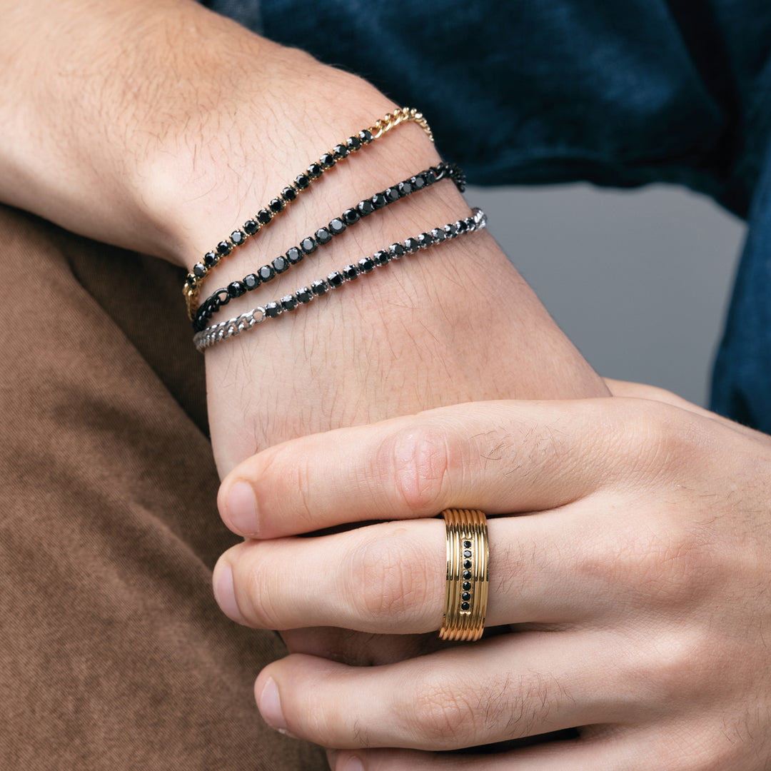 Bracciale Tennis in Acciaio con Zirconi Blu