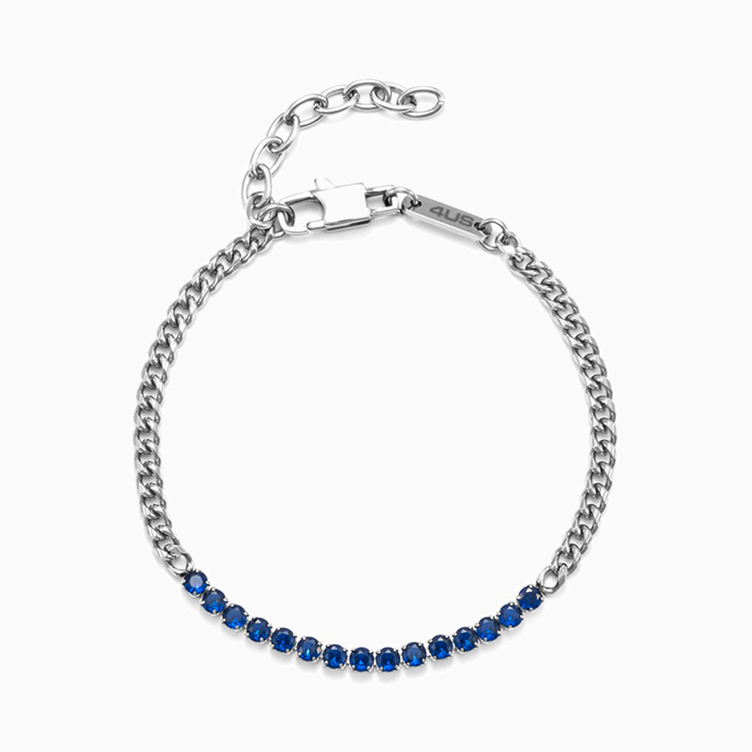 Bracciale Tennis in Acciaio con Zirconi Blu