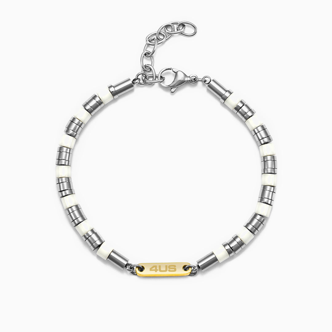 Bracciale Uomo in Acciaio con Piastrina Dorata
