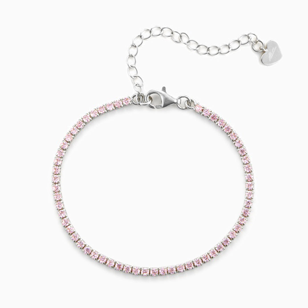 Bracciale tennis in Argento con zirconi rosa