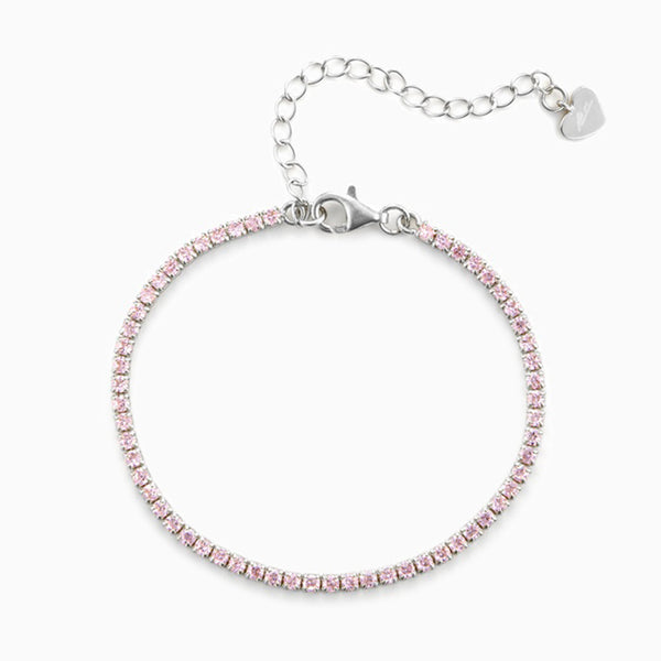 Bracciale tennis in Argento con zirconi rosa