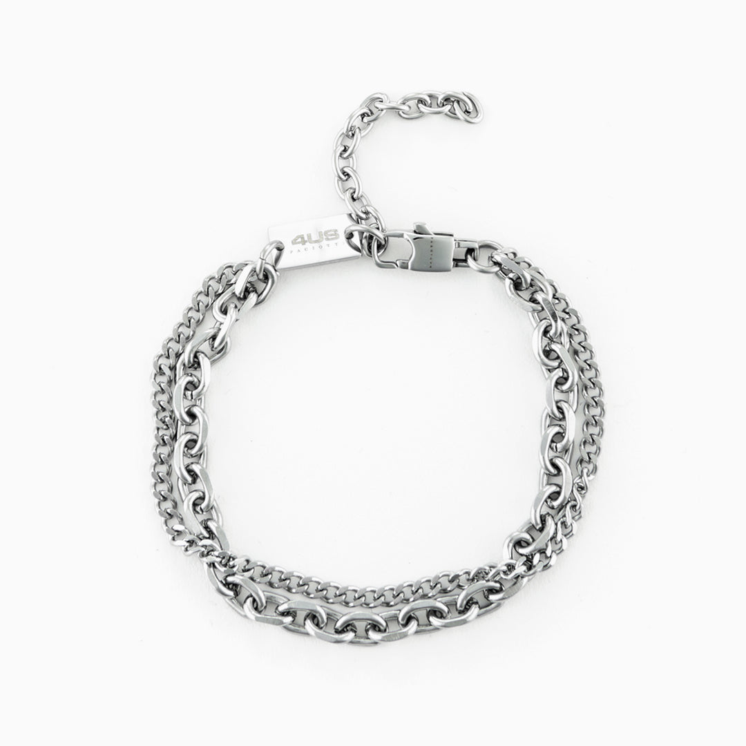 Bracciale Uomo a due Fili in Acciaio Silver