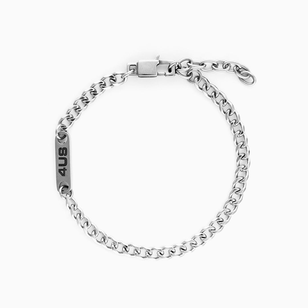 Bracciale uomo catena in acciaio con targhetta 4US