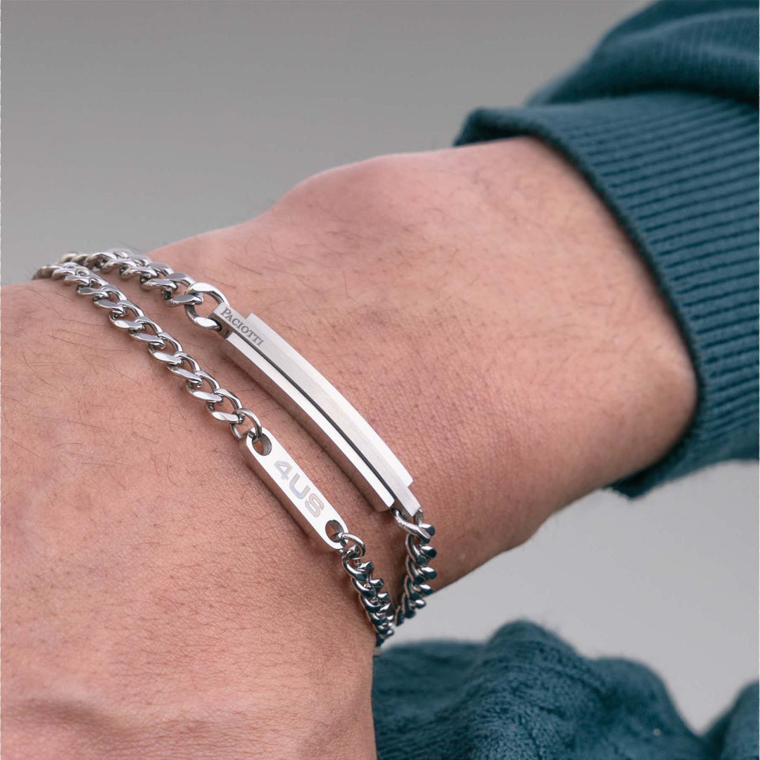 Bracciale uomo catena in acciaio con targa lucida