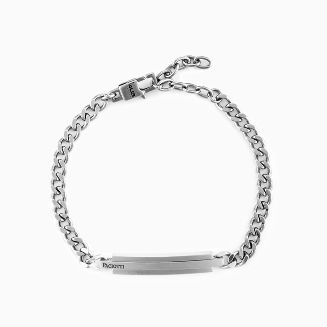 Bracciale uomo catena in acciaio con targa lucida
