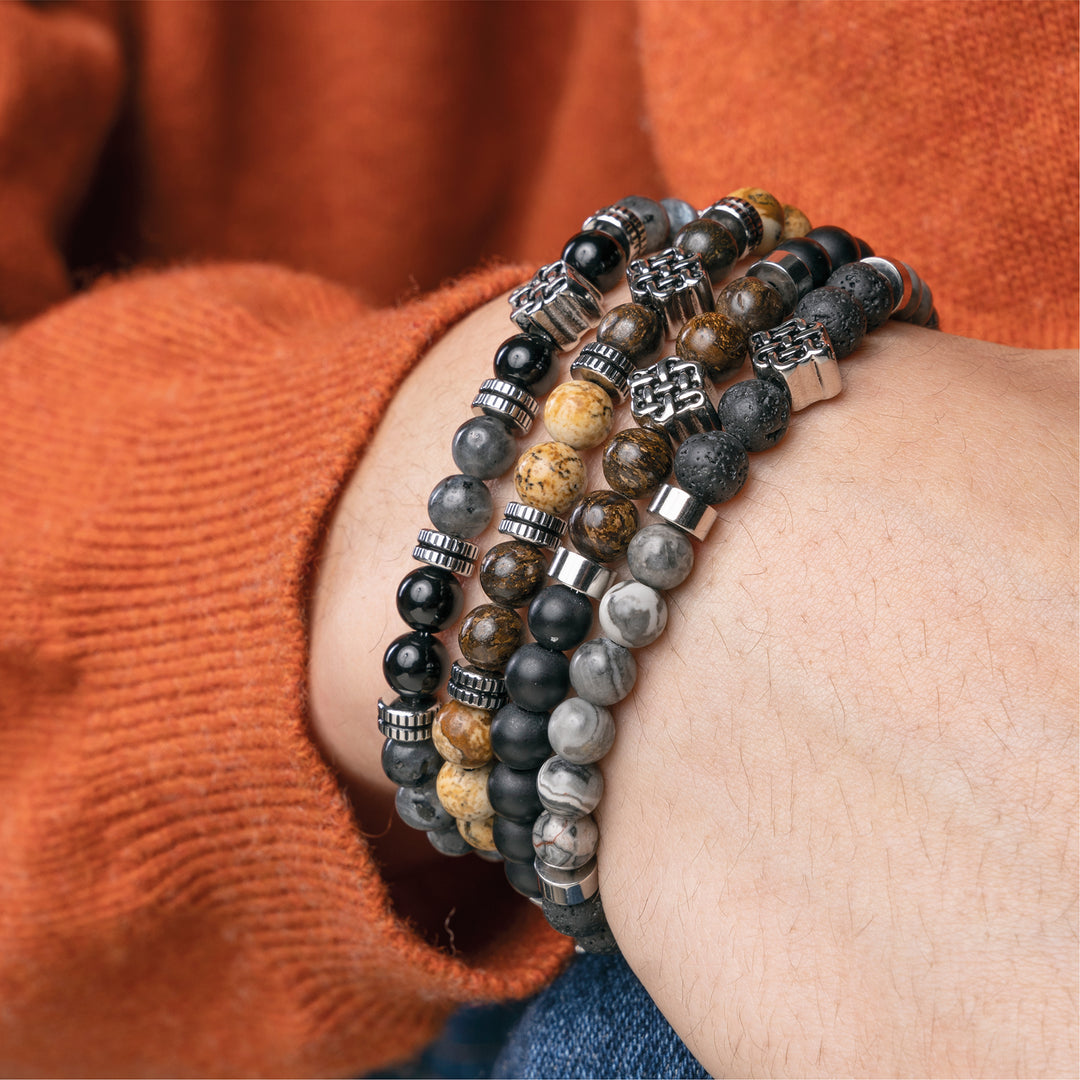 Bracciale uomo in acciaio con pietre gialle