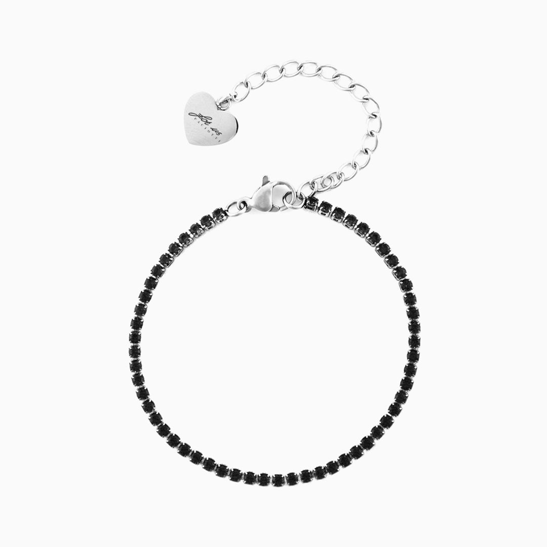 Bracciale tennis in acciaio con zirconi neri