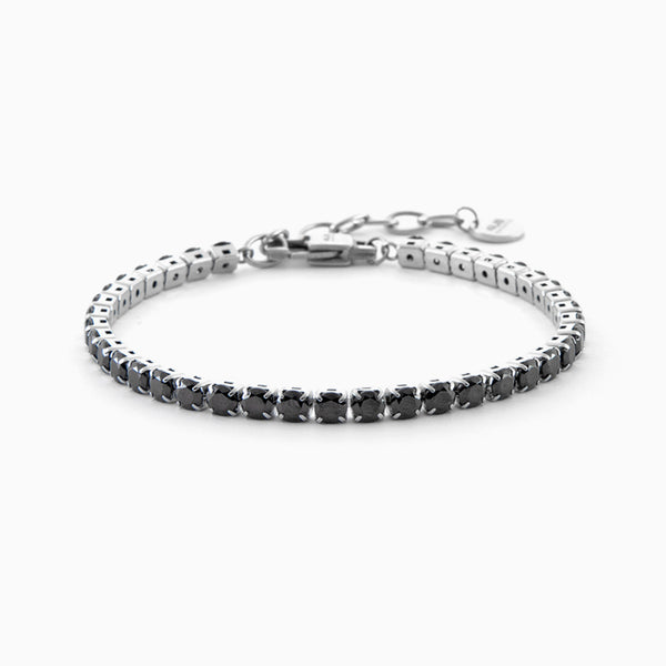 Bracciale tennis in acciaio con zirconi neri