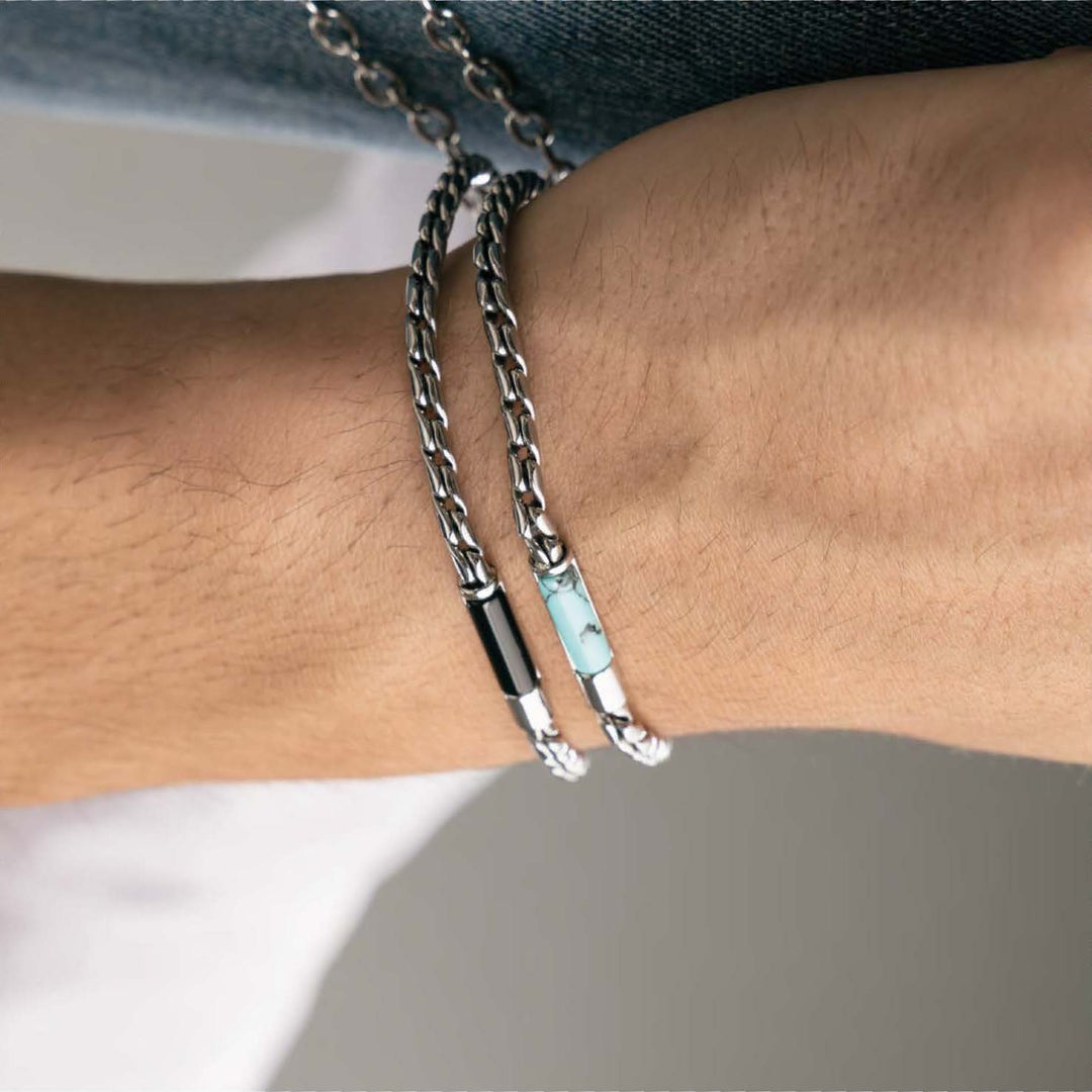 Bracciale con inserto in turchese naturale