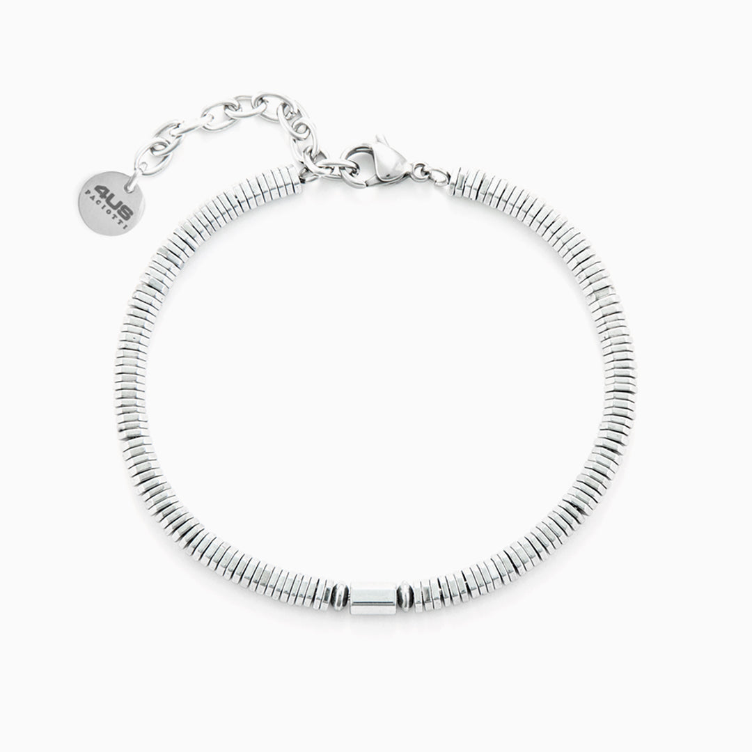 Bracciale uomo in acciaio con elemento centrale lucido