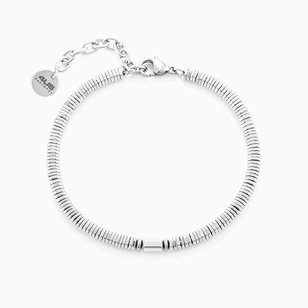 Bracciale uomo in acciaio con elemento centrale lucido