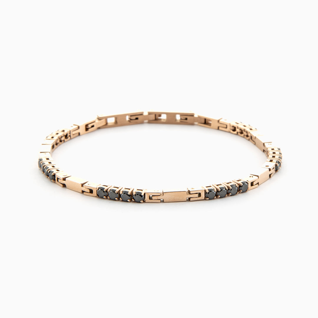 Bracciale tennis rose gold con cristalli neri