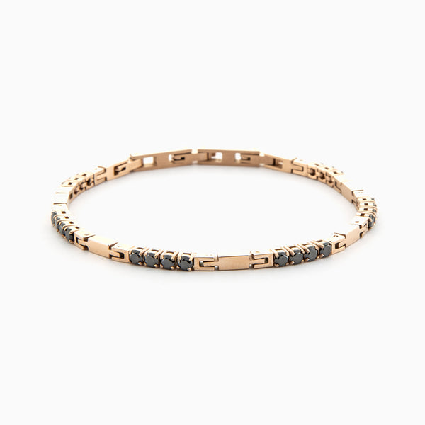 Bracciale tennis rose gold con cristalli neri