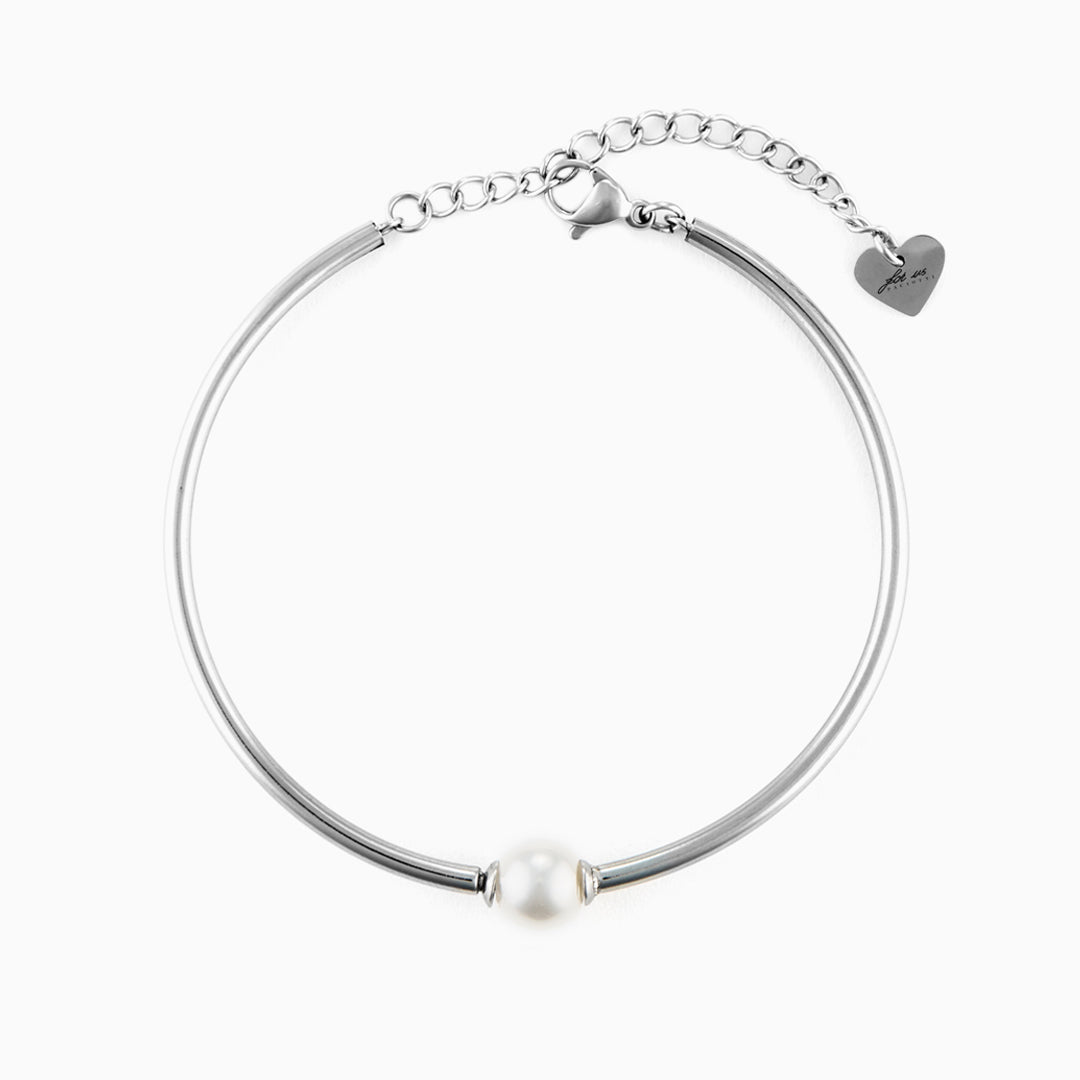 Bracciale rigido con perla bianca