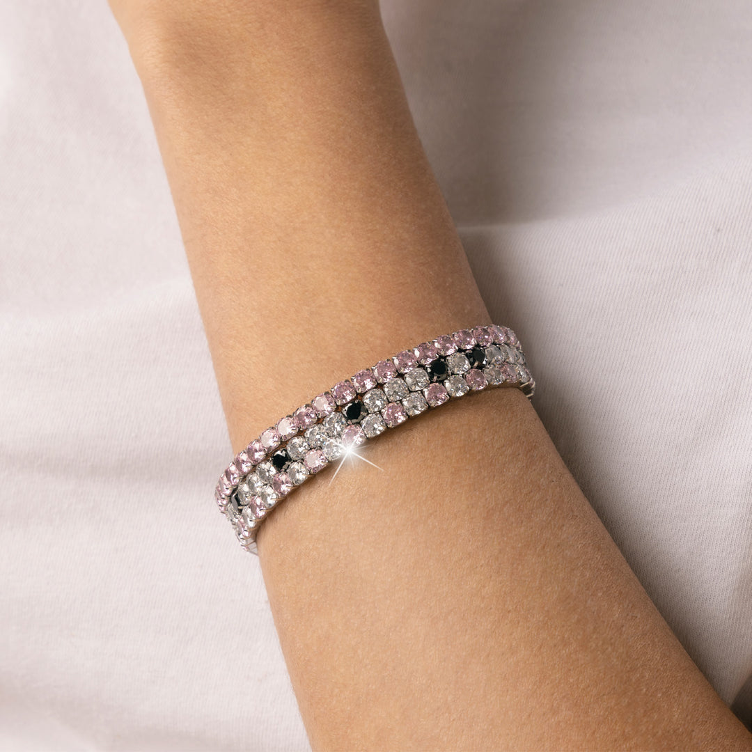 Bracciale Tennis da Donna con Zirconi Rosa e bianchi
