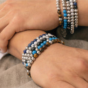 Bracciale in acciaio e lapislazzuli con sfere lavorate