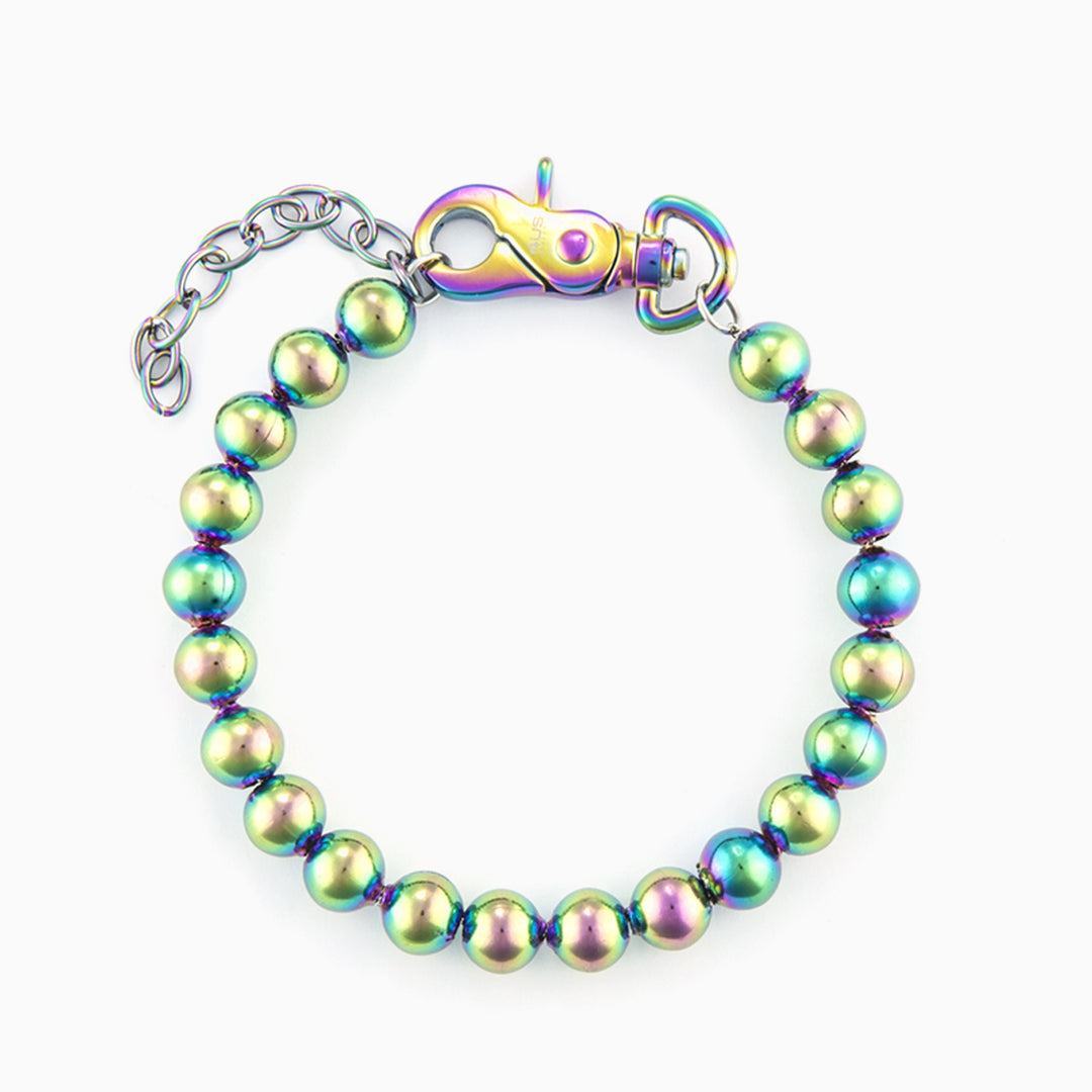 Bracciale in acciaio con finitura iridescente