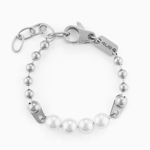 Bracciale in acciaio con perle bianche