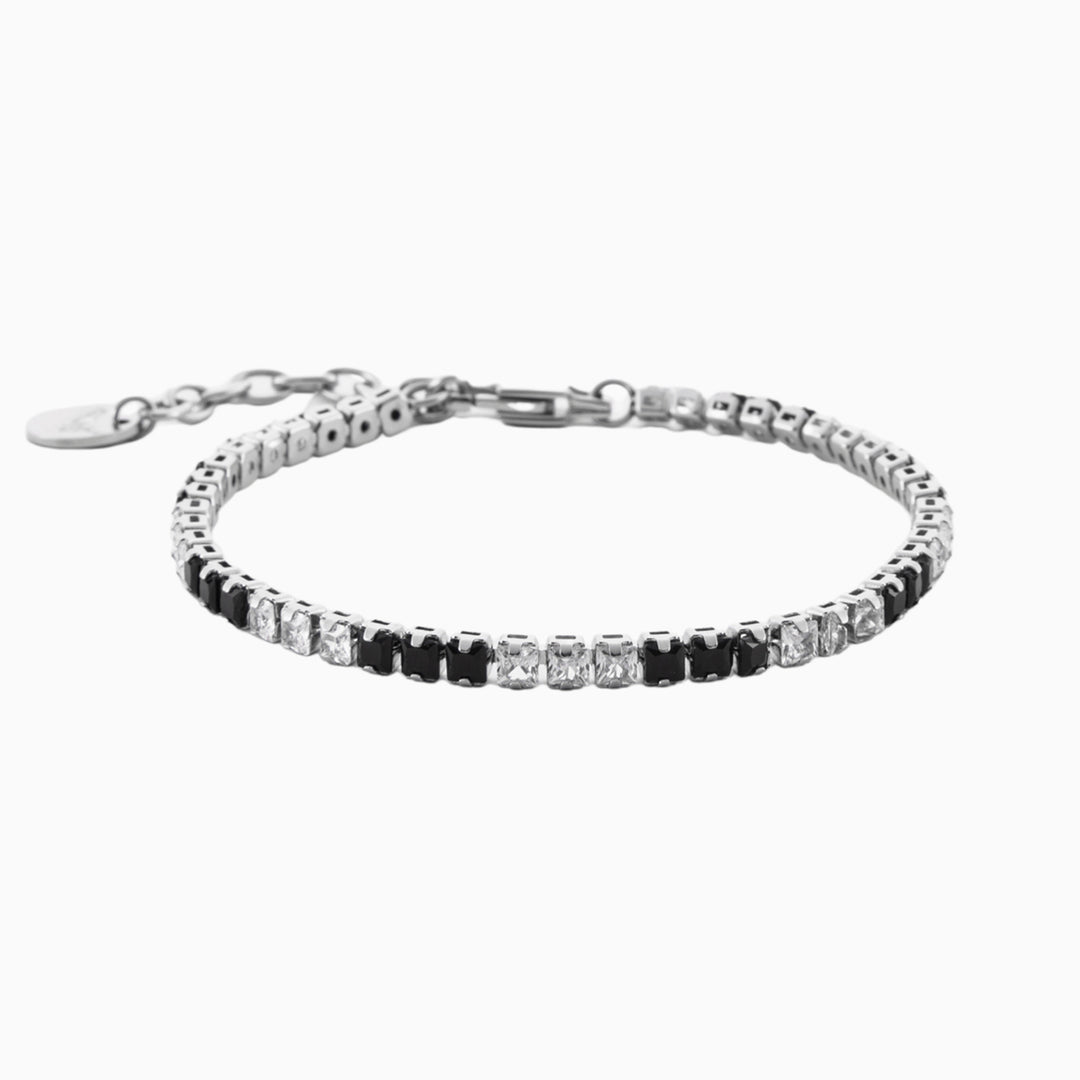Bracciale tennis uomo in acciaio con zirconi