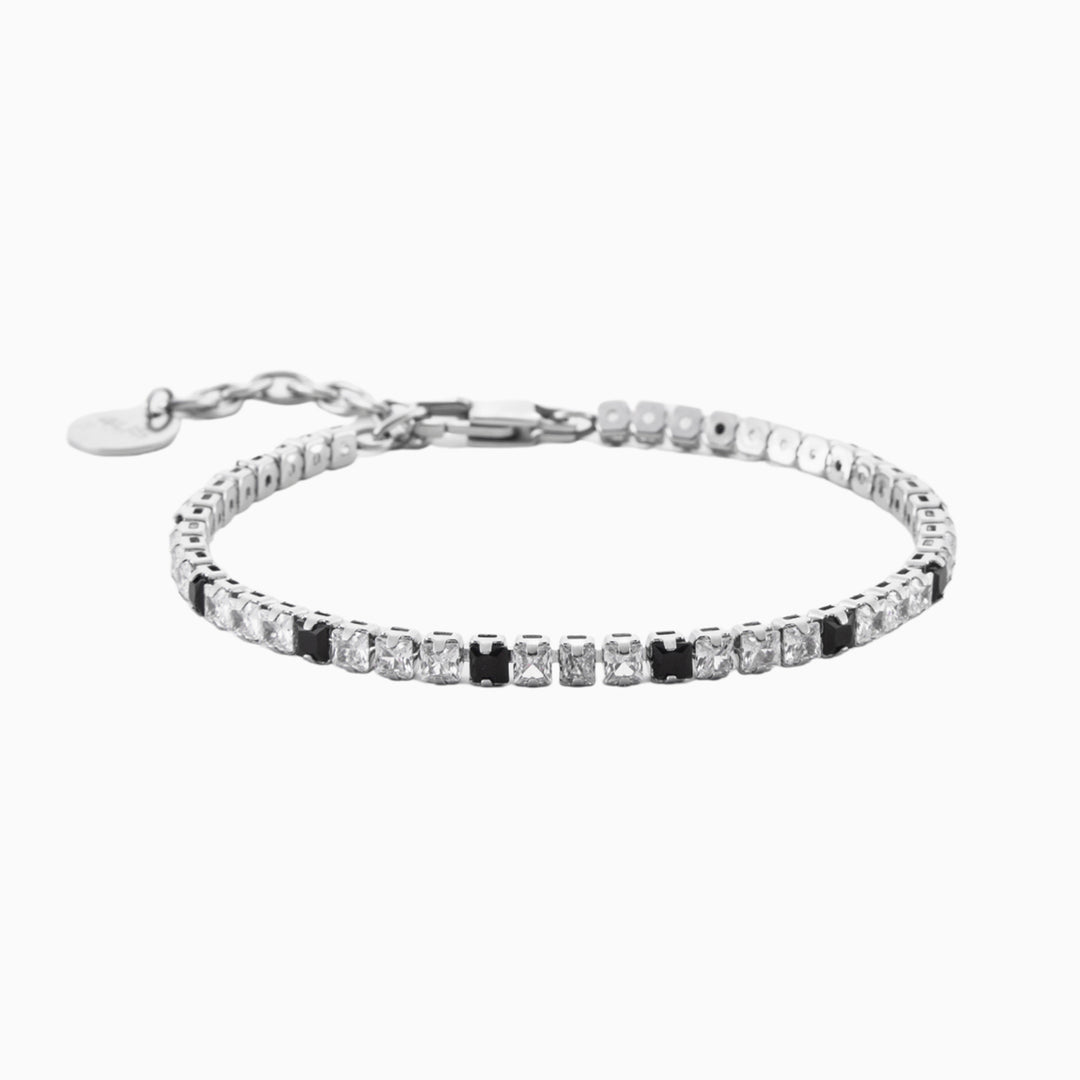 Bracciale tennis uomo con zirconi bianchi e neri