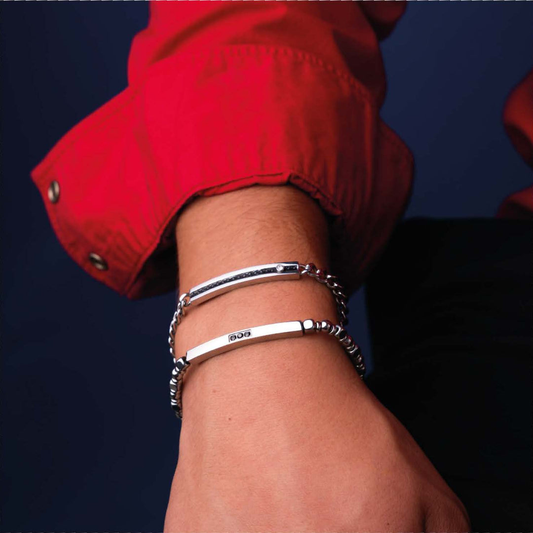 Bracciale uomo con piastra e inserti