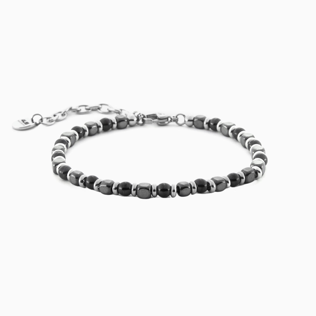 Bracciale Uomo in Ematite e Acciaio