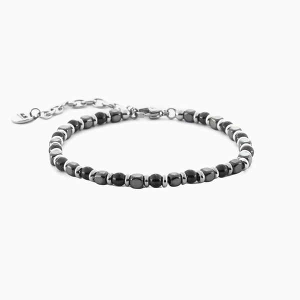 Bracciale Uomo in Ematite e Acciaio