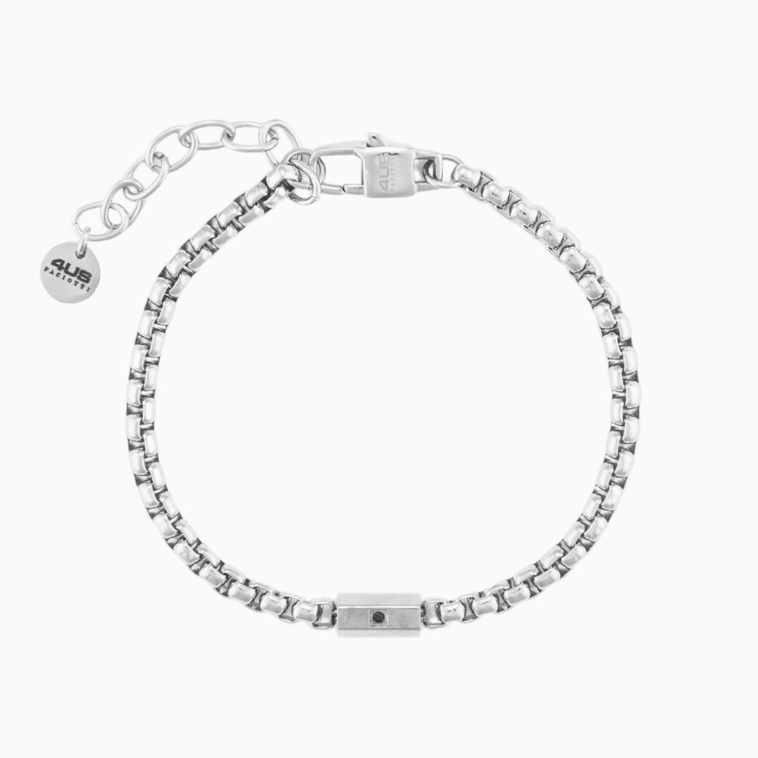 Bracciale uomo con inserto e pietra nera