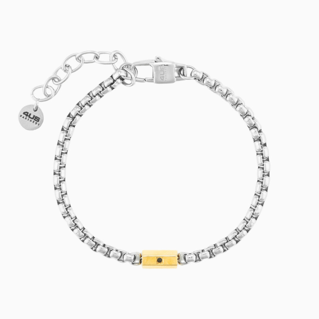 Bracciale uomo in acciaio con inserto dorato