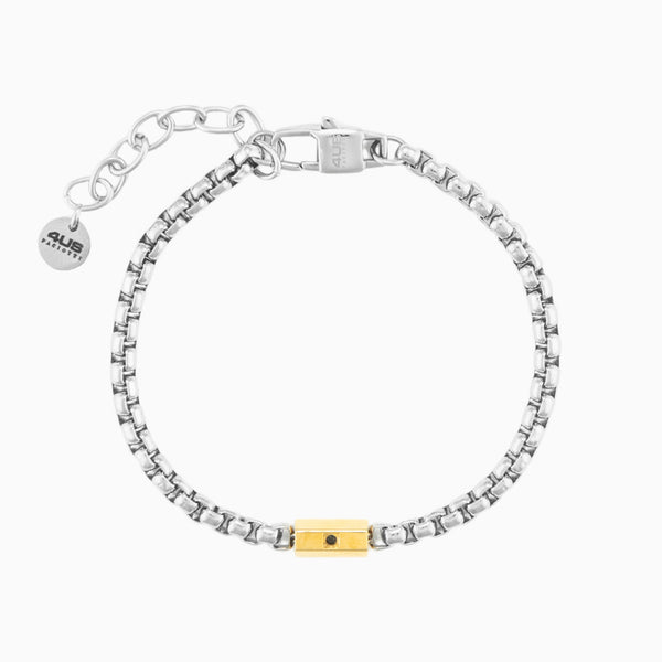 Bracciale uomo in acciaio con inserto dorato