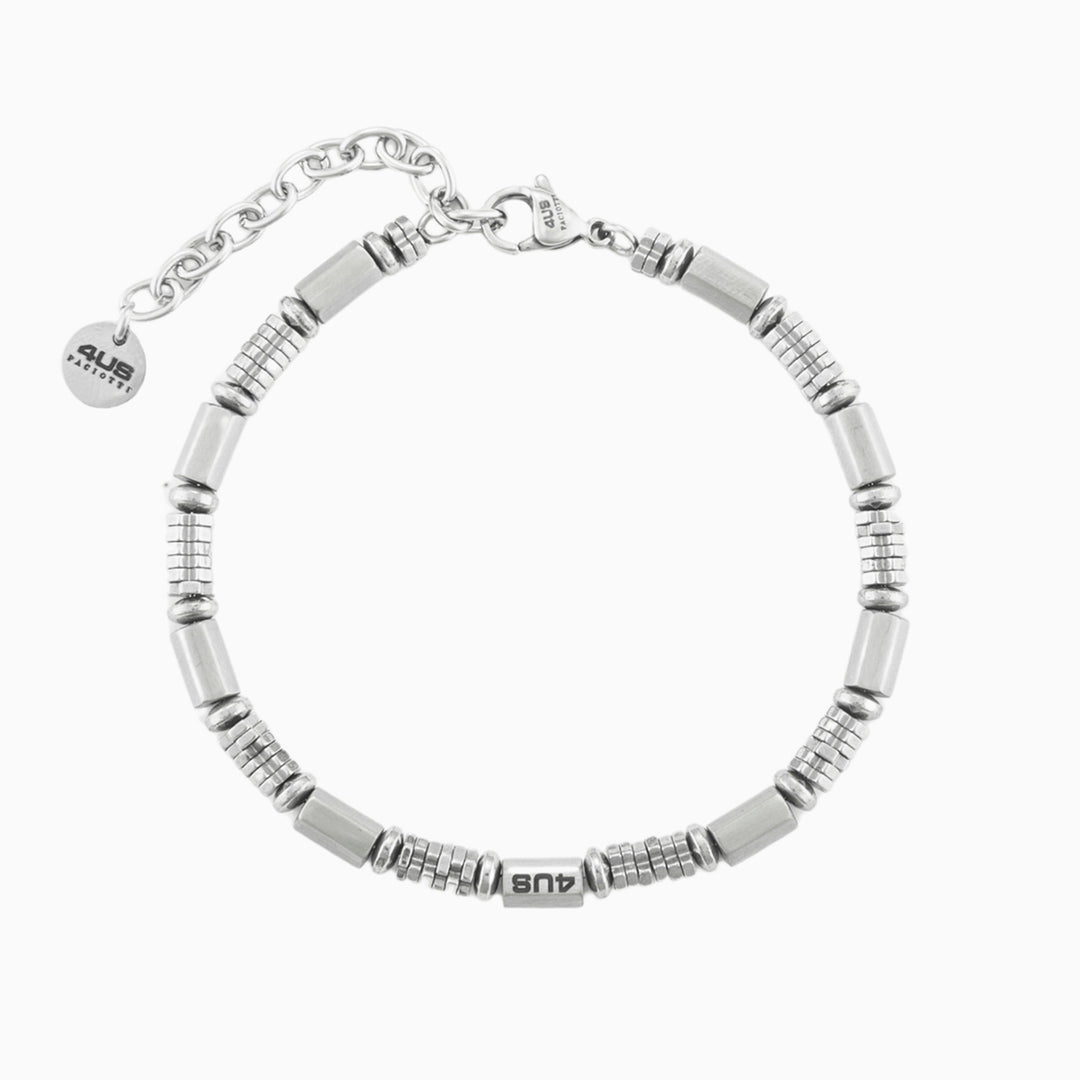 Bracciale uomo in acciaio satinato e charm