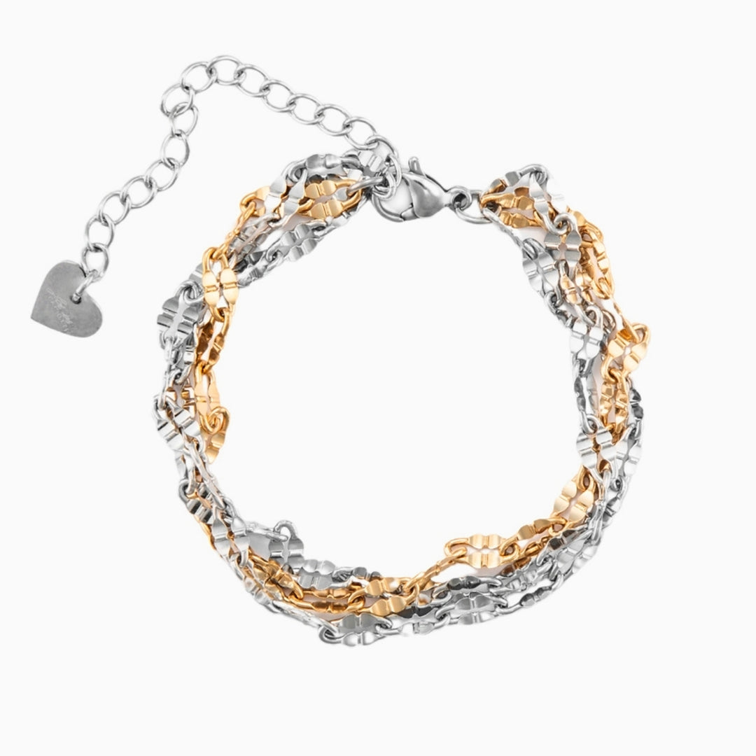 Bracciale Bicolore con Catene Intrecciate