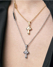 Collana con Croce Blu da Uomo in Acciaio con Targhetta 4US