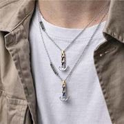 Collana con Ciondolo Ancora in Acciaio Nero e Dettagli a Catena
