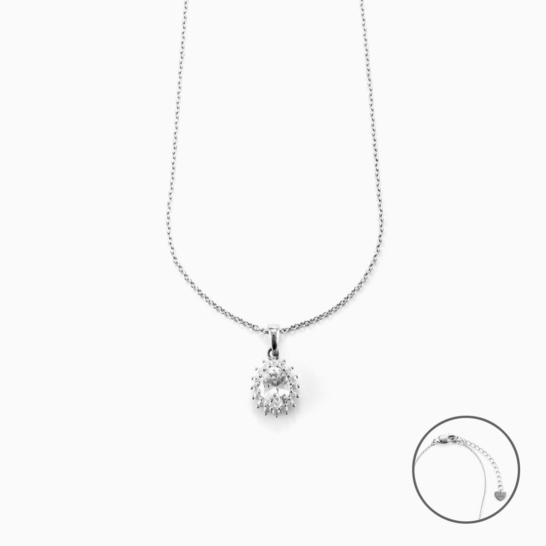 Collana Donna in Argento con Pendente e Cristalli Bianchi