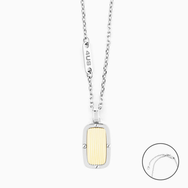 Collana Uomo in Acciaio Bicolore con Piastrina