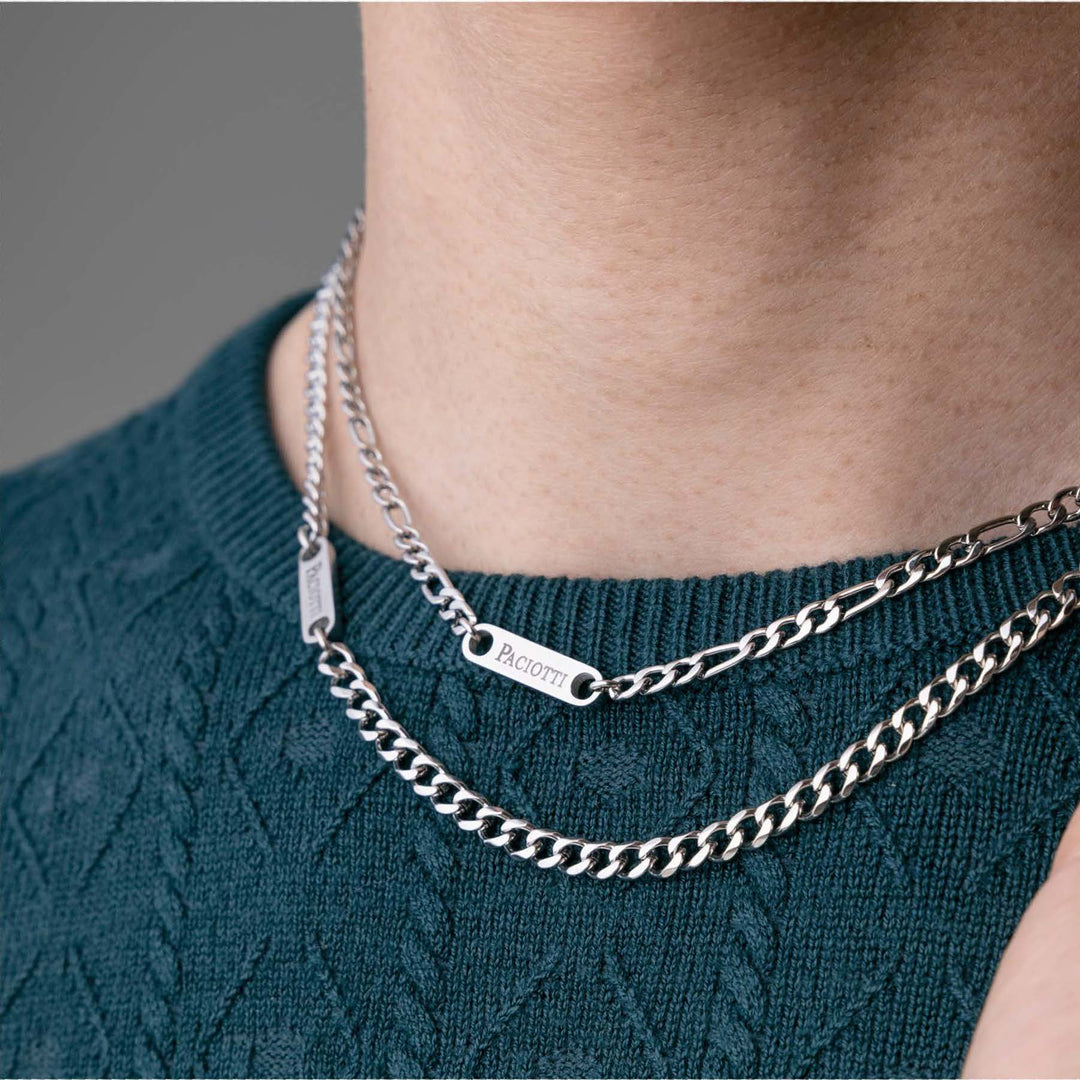 Collana a Catena in Acciaio con Targhetta 4US Incisa