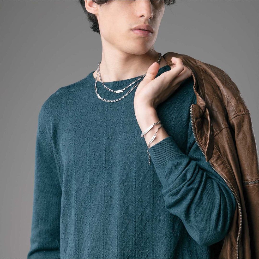 Bracciale uomo catena in acciaio con targhetta 4US